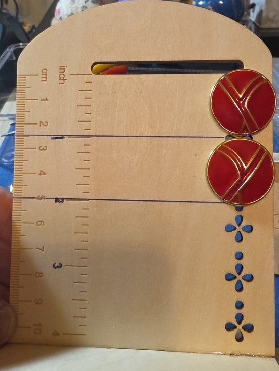 Trifari Jewelry - Trifari Red Enamel Round Clip-On Earrings with Gold Accents